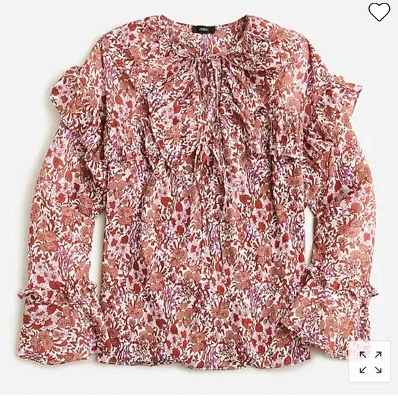 J. Crew Ruffle Crinkle Chiffon Top - Large - Picture 1 of 8